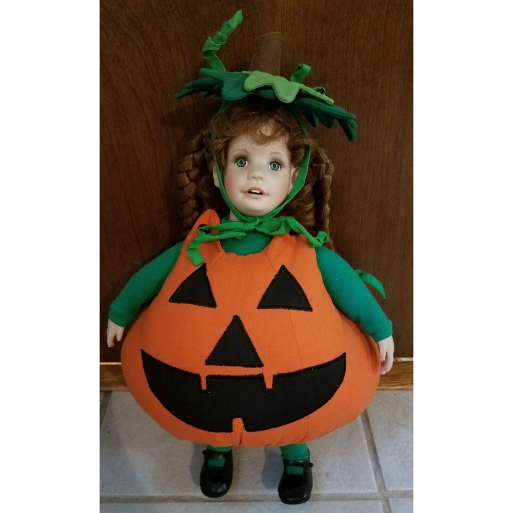 Hamilton Collection Lil' Pumpkin Porcelain Doll Halloween Porcelain Doll...